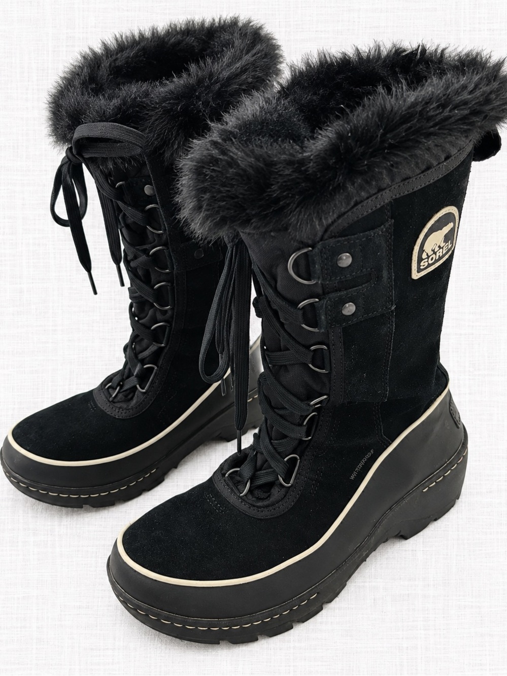 SOREL Women’s Size 7 Black Waterproof Faux Fur Tall Winter Snow Boots